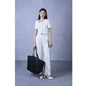 Pantalones Elegantes de Pierna Ancha con Abertura Frontal, de Sarga Antiarrugas, Estilo Vietnamita Regular (Mezcla de Poliéster (Poliéster + Elastano)) KQ20 - Product Image 1