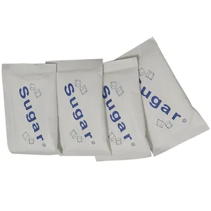 White Blue Pink Brown Kraft Paper Aluminum Foil Heat Seal Powder Sugar Individual Stick Sachet Small Bag For Coffee