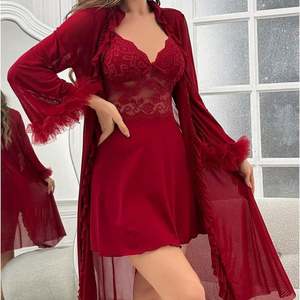 Nouvelle lingerie sexy B043 pour rendez-vous intime, robe en dentelle séduisante à bretelles, chemise de nuit transparente, robe de mariée avec bordure en dentelle pour femmes - Product Image 1