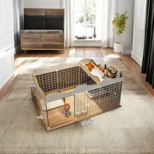 Wholesale Luxury Detachable Metal Dog Fence Plaid Pattern Dog Cage House For Pets Comfortable Enclosure For Dogs