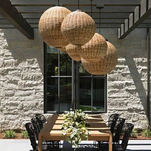 Ceiling Rattan <strong>Bamboo</strong> 2023 Outdoor Decoration Handmade Garden Restaurant Living Room Hotel Pendant Lamp