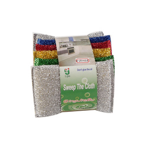 Sweep The Cloth Non Stick Dishwashing Sponge Rectangle Multi Purpose Kitchen Cleaning Pad <b>Silver</b> <b>Wire</b> Brush Block - Product Image 1