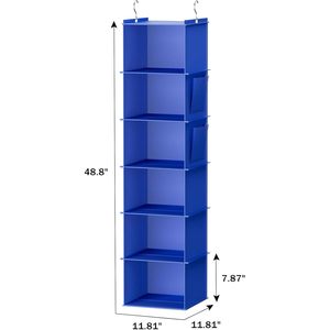 Organisateur de placard suspendu à 6 étagères bleues pour rangement derrière les portes et sur les murs, en tissu non tissé pour un rangement bien organisé - Product Image 3