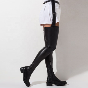 Bottes longues extensibles noires à talon bas et bout rond, antidérapantes, pour femme, sexy, taille 43 - Product Image 6