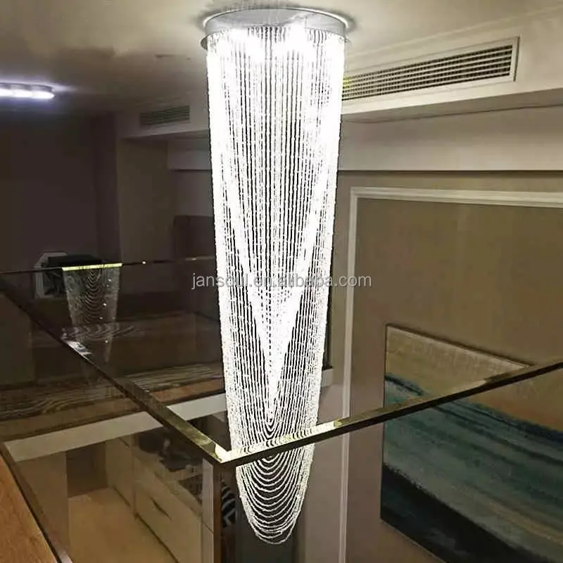 Modern asılı lambaları tavan kristal zincir kolye ışık oturma odası aydınlatma armatürleri avize Loft merdiven parlaklık
