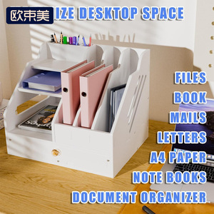 Office Organizer File Holder 3 Tier Desktop Storage Box With <b>Drawers</b> Multipurpose Document Rack Simple Design - Product Image 5