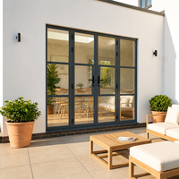 Porte-fenêtre moderne en aluminium pour jardin de villa, design grille, double vitrage, pour patio et balcon, avec grilles