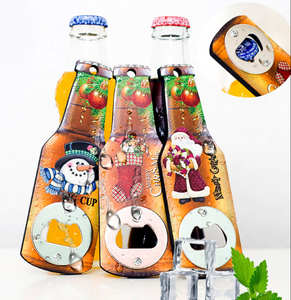 Creative Christmas Printed Cartoon Bottle Opener Unique Christmas Decoration for Refrigerator with Magnet Christmas Gift Idea - Product Image 1
