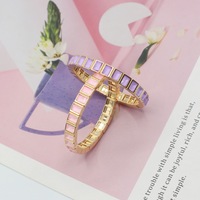 Bracelet jonc empilable tendance en émail diamant carré cristal moka, best-seller