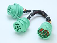 Câble répartiteur Y ELD J1939 Premium 9 broches Type 2 Vert J1939 Mâle vers 2 Femelles 30 cm (1 pied) Extension pour diagnostic de traceur GPS de camion