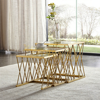 Meubles de salon Xuanzhen Table basse à bas prix Table centrale d'extrémité minimaliste 3 pièces Table d'appoint en verre moderne de luxe à vendre