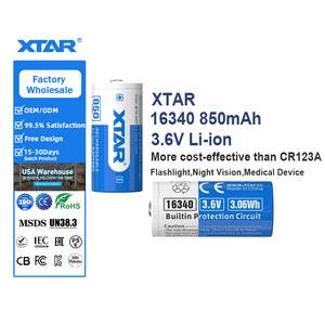 แบตเตอรี่ XTAR รุ่นใหม่ 2.5A ค่ากระแสไฟฟ้าต่อเนื่อง 850mAh แบตเตอรี่ลิเธียมไอออนแบบชาร์จได้ 16340 3.6V - Product Image 1