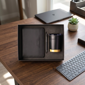 Liviya PU Leather Business Notebook Gift Set Pen 2 Coffee Tumblers Embossed Personalized Printing Corporate New Year <b>Christmas</b> - Product Image 4