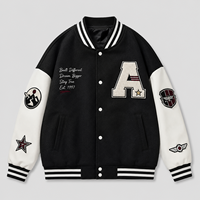 Veste universitaire personnalisée pour homme, corps vert, manches aspect cuir, fermeture éclair intégrale, style Letterman, col rayé, streetwear, logo, veste de baseball