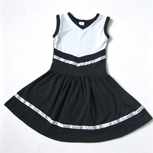 Girls Milk Silk Sleeveless Cheerleading <b>Dress</b>, V Neck Color Block Cheer Uniform <b>Dress</b> for Stage Performance & <b>School</b> Sports - Product Image 1