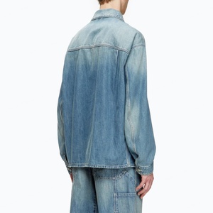 เสื้อแจ็คเก็ตยีนส์ผู้ชายปักโลโก้ตามสั่ง เสื้อคลุมฤดูใบไม้ร่วงและฤดูหนาว กระดุมผ่าหน้า กระเป๋าปะติด แจ็คเก็ตยีนส์สไตล์นักขี่มอเตอร์ไซค์ - Product Image 4