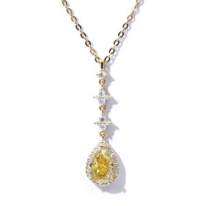 Collar con Colgante Exquisito de Moissanita Tianyu con Engaste de Halo, Corte de Pera, Joyería Brillante para Mujer - Product Image 2