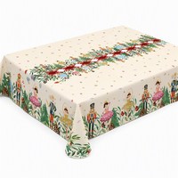 Nappe de Noël personnalisée Casse-Noisette en polyester à imprimé ruban écossais blanc crème pour les repas festifs à la maison