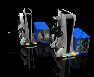 Saitake-Soporte <span class=keywords><strong>de</strong></span> carga para controlador dual, con velocidad <span class=keywords><strong>de</strong></span> ventilador ajustable, luz RGB, almacenamiento <span class=keywords><strong>de</strong></span> tarjetas <span class=keywords><strong>de</strong></span> juego - Product Image 2