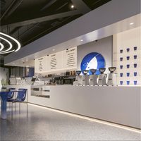 Diseño Interior Moderno para Cafetería, Proyecto Llave en Mano, Decoración Personalizada para Cafés, Renderizado 3D y Soluciones Completas de Mobiliario