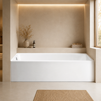 Baignoire rectangulaire contemporaine en acrylique avec encadrement mural, profondeur standard, drain à droite, 60x30 pouces