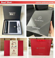 Carnet A5 personnalisé avec logo, stylo et 3 recharges, ensemble cadeau d'affaires noir, souvenir