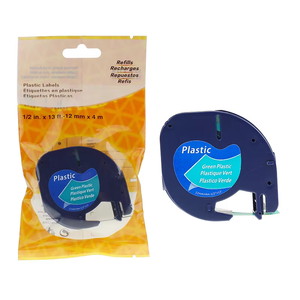 Cinta de Etiquetas Autoadhesiva Multiusos de Plástico <span class=keywords><strong>LT</strong></span> Compatible con <span class=keywords><strong>DYMO</strong></span> S0721640 91204, 12 mm x 4 m, Negro sobre Verde, para la Impresora de Etiquetas LetraTag - Product Image 2