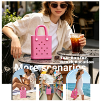 Sac à main EVA personnalisable, imperméable, résistant aux taches, mini sac fourre-tout, deux fermetures ouvertes, couleur bonbon, sac en maille durable pour les vacances