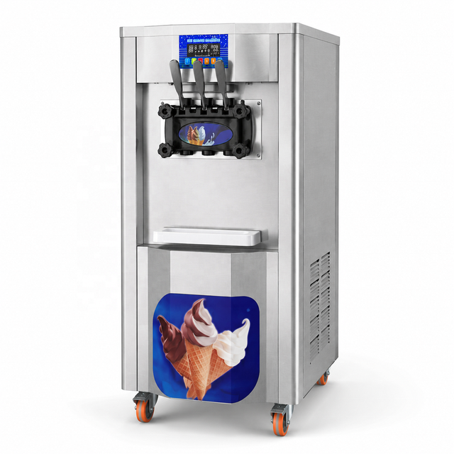 Hot Sale Stainless Steel Structure 3 Flavor Softy Ice Cream Maker Commercial Floor Standing Soft Serve Ice Cream Machine