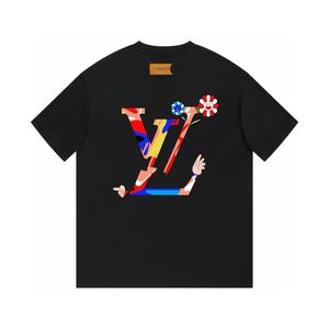 Camiseta de Lujo 100% Algodón Tejido de Alta Calidad con Cuello Redondo, Estampado Clásico de Letras, Ajuste Holgado y Moderno, Estilo Transfronterizo - Product Image 4