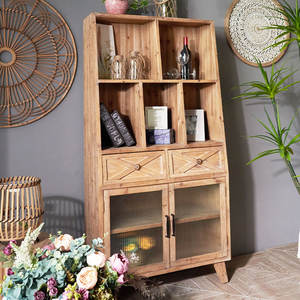 ART NEST Home Decorative Antique <b>Rustic</b> Farmhouse Style Solid Wooden Living Room & Home Bar Storage <b>Cabinet</b> with Drawers Shelf - Product Image 2