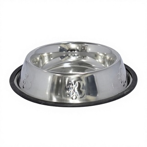 Bols et mangeoires pour animaux de compagnie bols antidérapants pour chiens et chats en acier inoxydable patte en relief bol pour chien Base en caoutchouc noir - Product Image 1