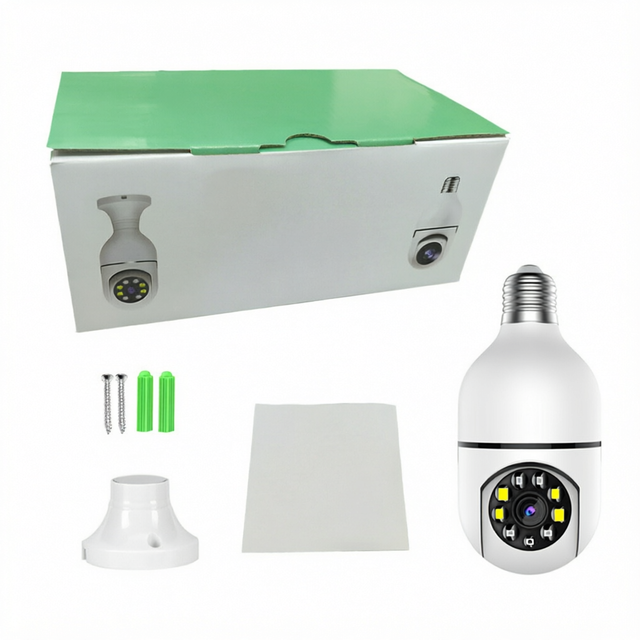 E27 Screw-base Ring LED Fill Light Smart Bulb-style Camera for Home Use Installation-free Portable Full-color Night Vision