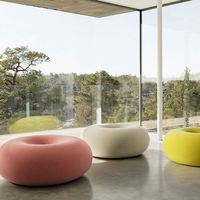 Pouf de salon design, tabouret rond doux en forme de beignet, ottoman de sol sans pieds pour canapé et chaise longue