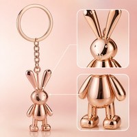 Chaîne courte à anneau fendu en métal poli miroir, motif lapin mignon, haute qualité, couleurs personnalisées, vente en gros pour porte-clés, directement de l'usine