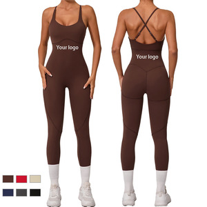 EnovStars Tuta da Yoga Personalizzata con Logo per Donna, 78% Nylon 22% Spandex, Schiena Incrociata, Scollo a U, Imbottitura Rimovibile, Vestibilità Slim, <span class=keywords><strong>Pezzo</strong></span> Unico per Allenamento - Product Image 1