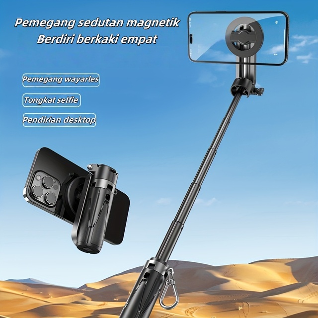 Portable Selfie Stick Lightweight Extendable Stainless Steel Tube One Compact Selfie Stick with Wireless Remote Compatible