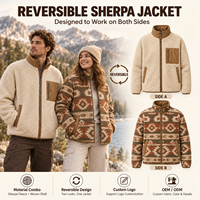 Veste d'hiver en polaire sherpa pour homme, réversible, tissée style sud-ouest, entièrement zippée, chaude, pour l'extérieur, fabricant OEM ODM