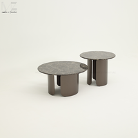 Table basse de luxe d'or de dessus de marbre de table basse de style moderne d'hôtel de salon avec la base d'acier inoxydable