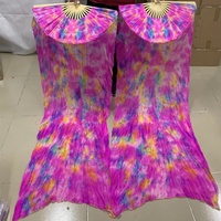 Culte Danse Cravate Teinture Soie Ventilateur Voile Danse Du Ventre Long Pliant Soie Fans Scène Art Show