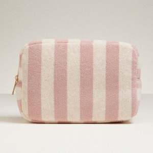 Sac de toilette en tissu éponge rayé jacquard de haute qualité pour femmes, sac de maquillage en tissu éponge doux avec fermeture éclair - Product Image 3