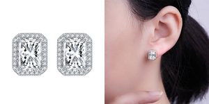 أقراط فاخرة من الفضة الإسترلينية عيار 925 مرصعة بالزركون المكعب واللؤلؤ والماس من شركة صن ستار للمجوهرات - Product Image 4