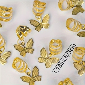 Anneaux de cheveux papillon en alliage réglables, breloques pour femmes, style européen, accessoires de coiffure quotidiens, 15 pièces - Product Image 4