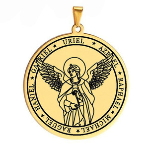 Collier pendentif Wowei transfrontalier en tungstène, plaqué or véritable, motif Ailes des Sept Anges, style Talisman Four - Product Image 5
