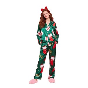 Pyjamas décontractés pour femmes, style nouveau, imprimés <span class=keywords><strong>de</strong></span> Noël, manches longues et pantalon long, vente en gros - Product Image 5