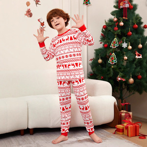 Conjunto Térmico de Natal para Crianças em Tecido Retardante de Chamas Certificado pela CPC, Estampa de Rena e Flores, Roupas Unissex para Crianças - Product Image 1