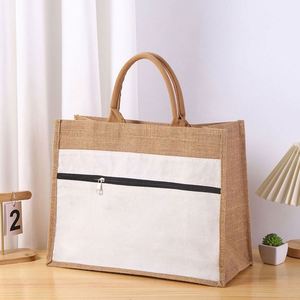 Sac fourre-tout en toile de jute réutilisable personnalisé en gros, sac à dos promotionnel pour cadeaux et fêtes - Product Image 4