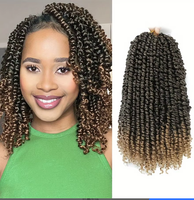 Extensions de cheveux au crochet PassionTwist Water Wave, 12 brins, 10-18 pouces, légères, sans perte de cheveux, noires, pré-torsadées pour tresses