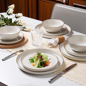 Services <span class=keywords><strong>de</strong></span> <span class=keywords><strong>table</strong></span> en céramique blanche, style moderne et luxueux, durables, étanches, compatibles avec le micro-ondes et le lave-<span class=keywords><strong>vaisselle</strong></span> - Product Image 5