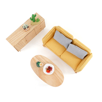 Canapé de maison de poupée en bois, meubles miniatures 1:12, mini ensemble de canapé avec oreiller
